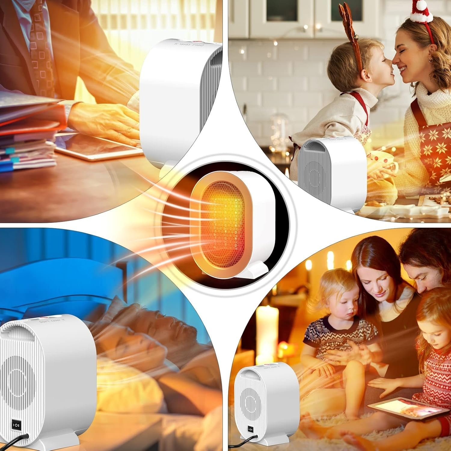 1200W Chauffe-espace électrique Céramique basse énergie Ventilateur de chauffage rapide Télécommande portable