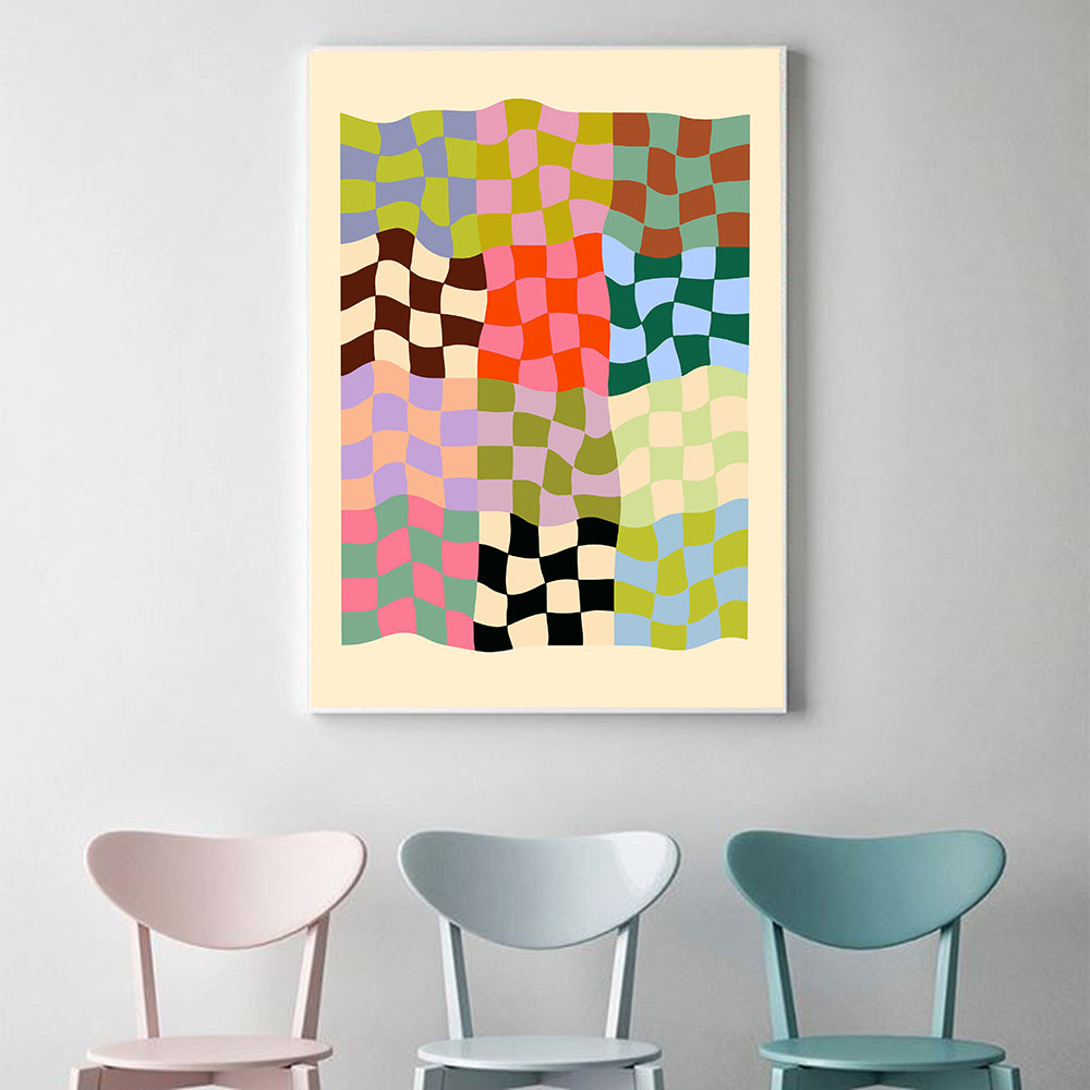 Colorful Abstract Wavy Lines Motif toile peinture