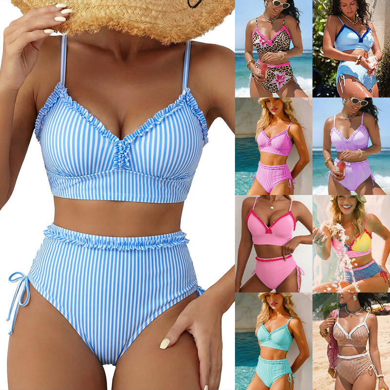 Femmes Patchwork Top et Shorts Bikini Set