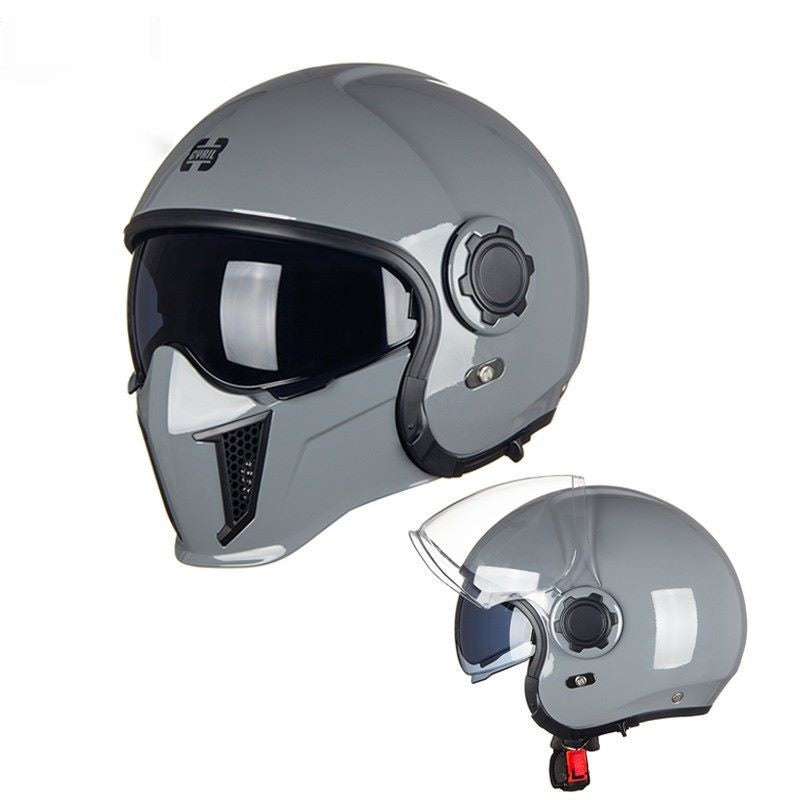 Casque de moto rétro Warrior noir