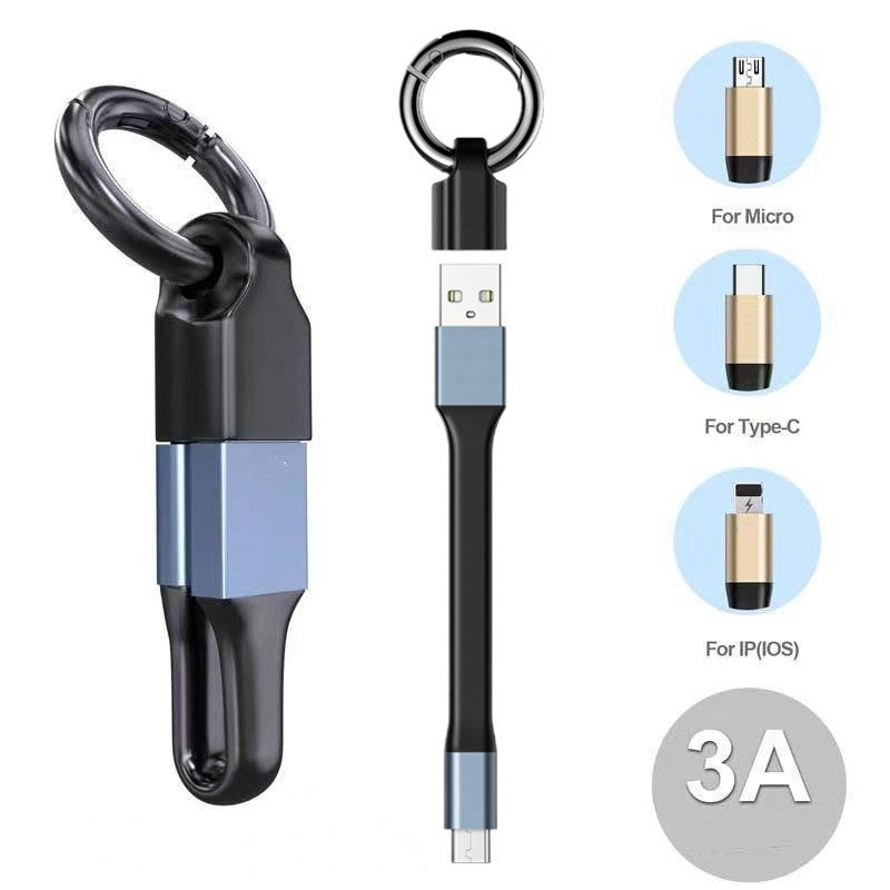 Câble de données à chaîne clé Courte ligne de charge rapide portable