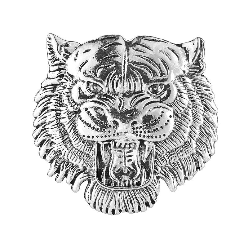 Fierce Tête Lion et Tigre Brooch Vintage Personnalisé