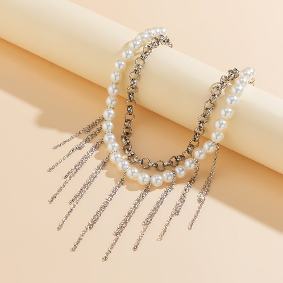 Pearl Tassel Fun Design Double couche Collier rétro Accessoires pour femmes