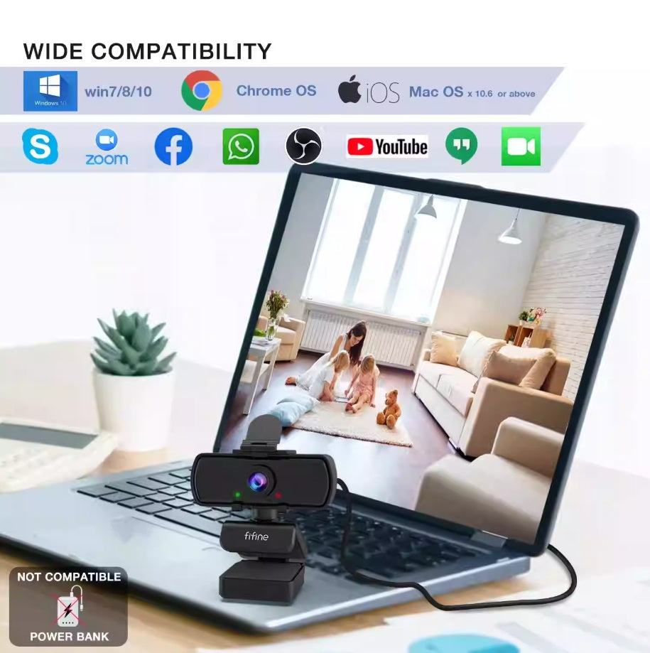 1440p Webcam PC Full HD avec trépied microphone