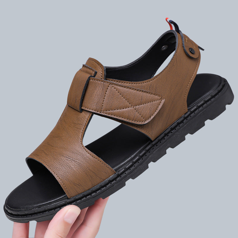 Sandales en cuir respirant casual homme avec des semelles douces
