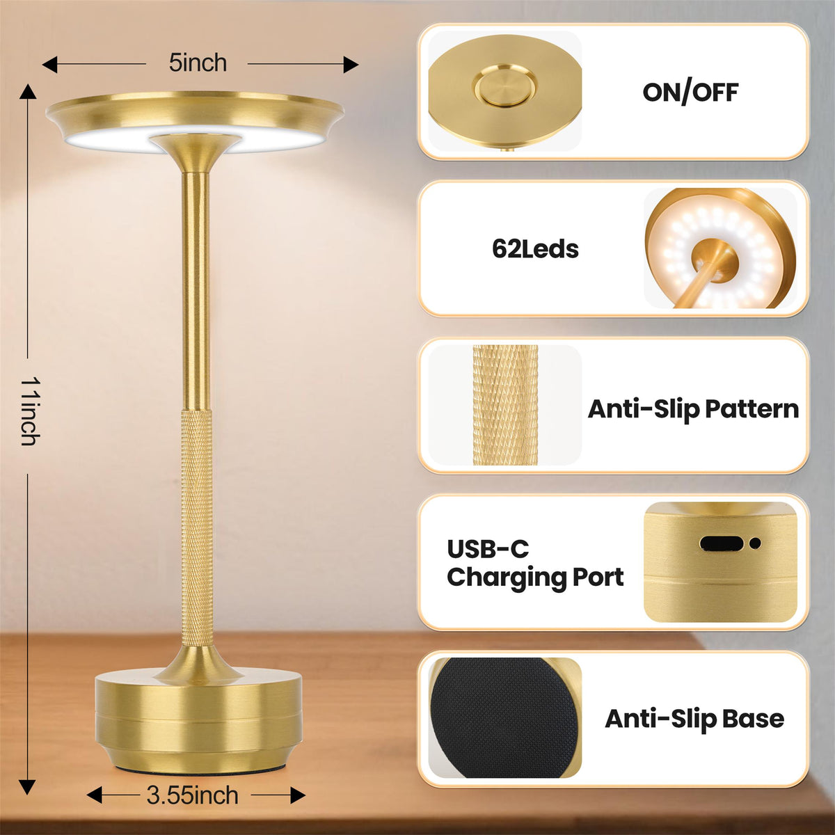 Lampe de table rechargeable sans fil 2pcs