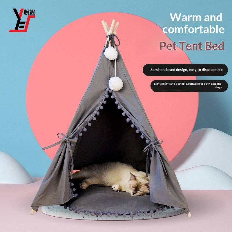 Lit de tente pliable tout-saison pour chats et chiens.