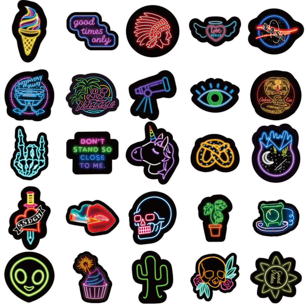 Stickers 50 Neon Graffiti Waterproof Decorative Stickers