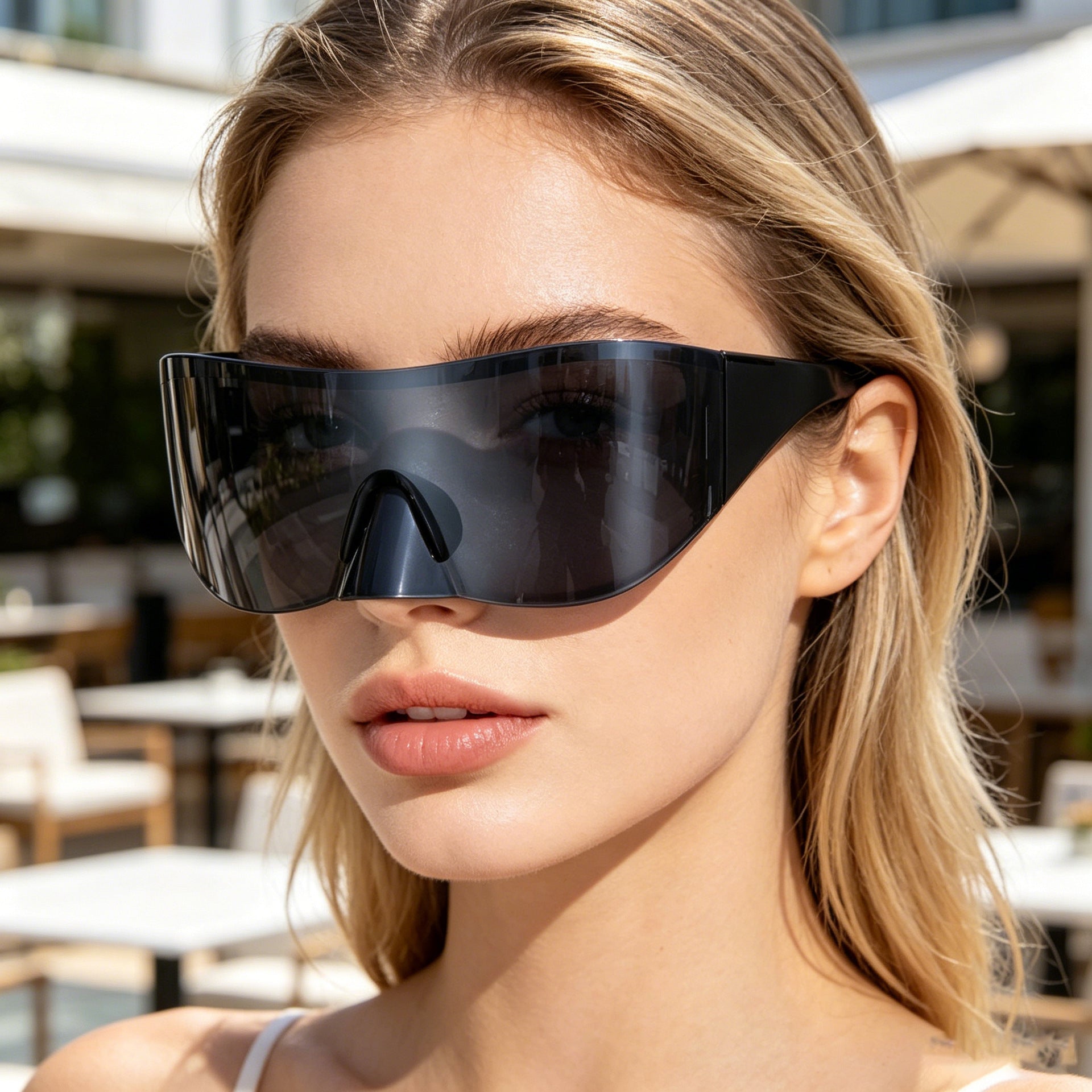 Lunettes de soleil de cyclisme extérieur Mercure pour femmes European and American One-Piece Large Frame S
