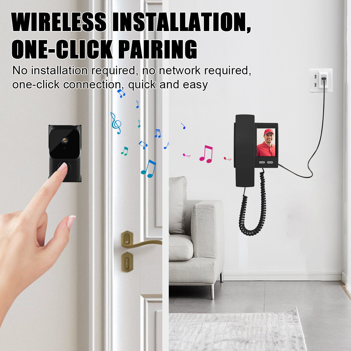 Smart Wireless WiFi Ring Doorbell Sécurité Interphone Caméra Vidéo Porte Bell.