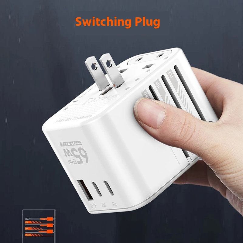 Gallium Nitride PD65W Charge rapide tête à l'étranger Voyage Plug Converter