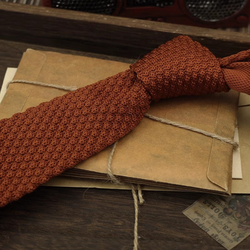 Narrow Woolen College Style Tie tricotée pour les hommes et les femmes