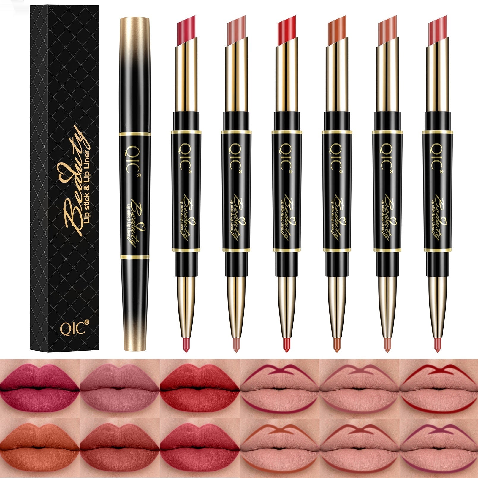 2-en-1 Stylo rouge à lèvres imperméable à l'eau