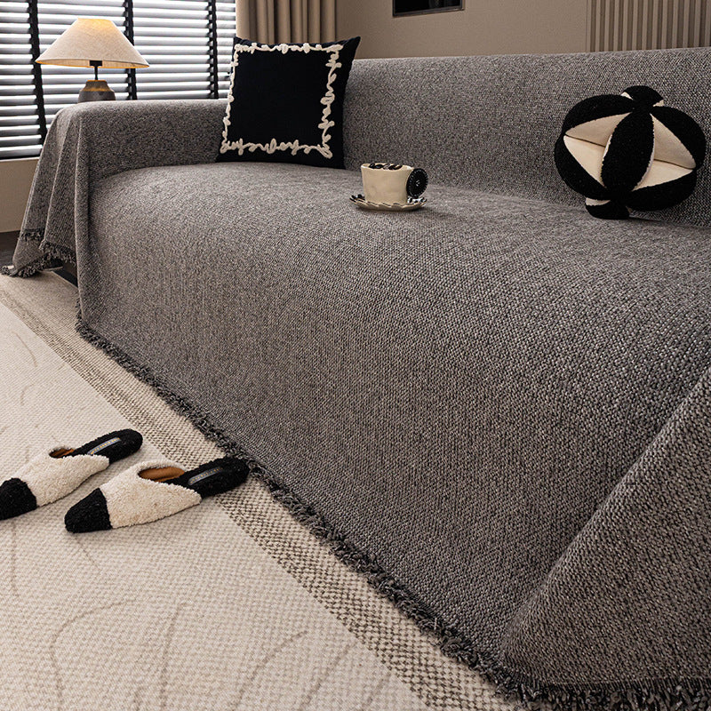Solid-color Chenille Toute la saison Skin-friendly Cat-proof Wear-résistant Canapé Couverture lancer