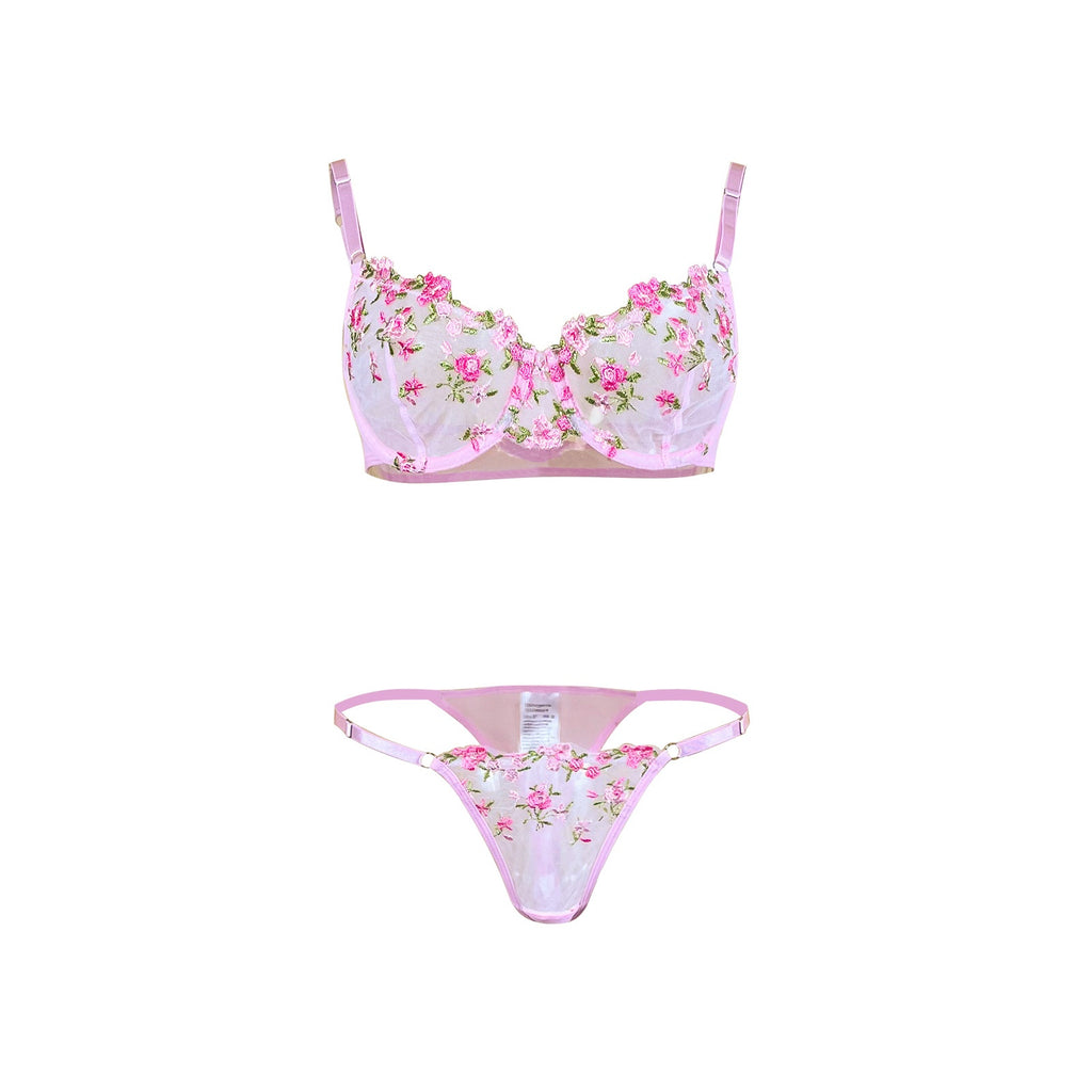 Memory Soft Steel Anneau Brodé Dentelle Lingerie Set