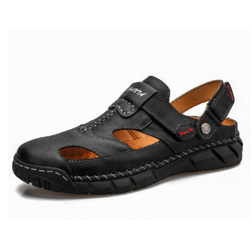 Sandales Trendy hommes de grande taille avec Velcro et détail pointillé