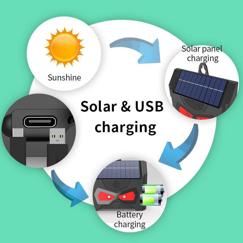 Appareil à ultrasons solaires pour les repellers d'animaux extérieurs