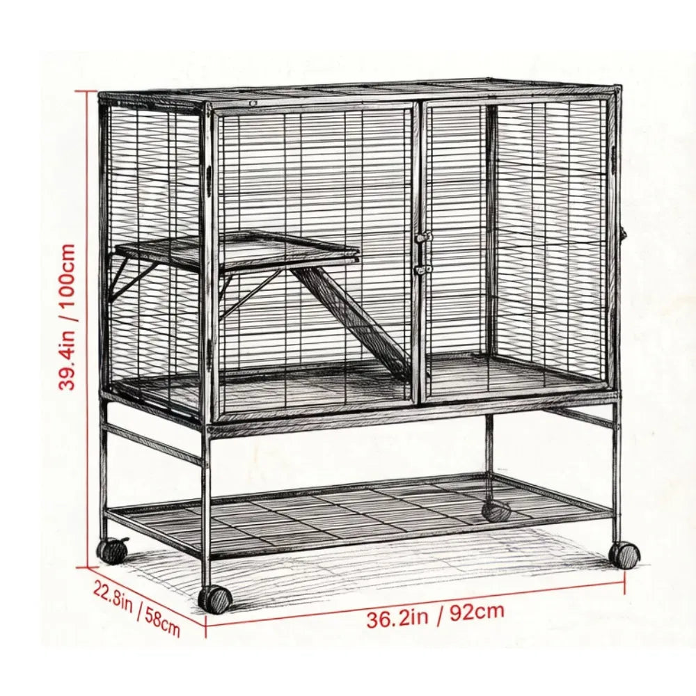 Cage animal avec antidérapant et facile à nettoyer pour l'extérieur