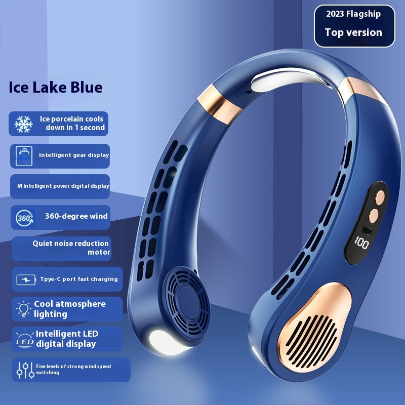 Avec affichage numérique léger Ventilateur de Halter sans feuille USB portable Mute Lazy Student Outdoor Halt