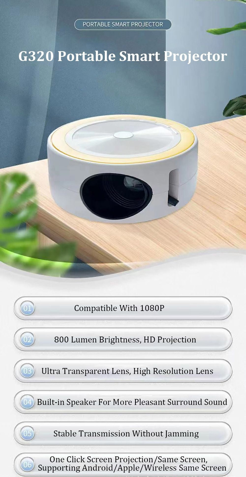 YT200 Home Wired Même écran Led Projector Portable