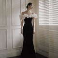 Robe de soirée satinée française Robe de bienvenue en queue de poisson élégante