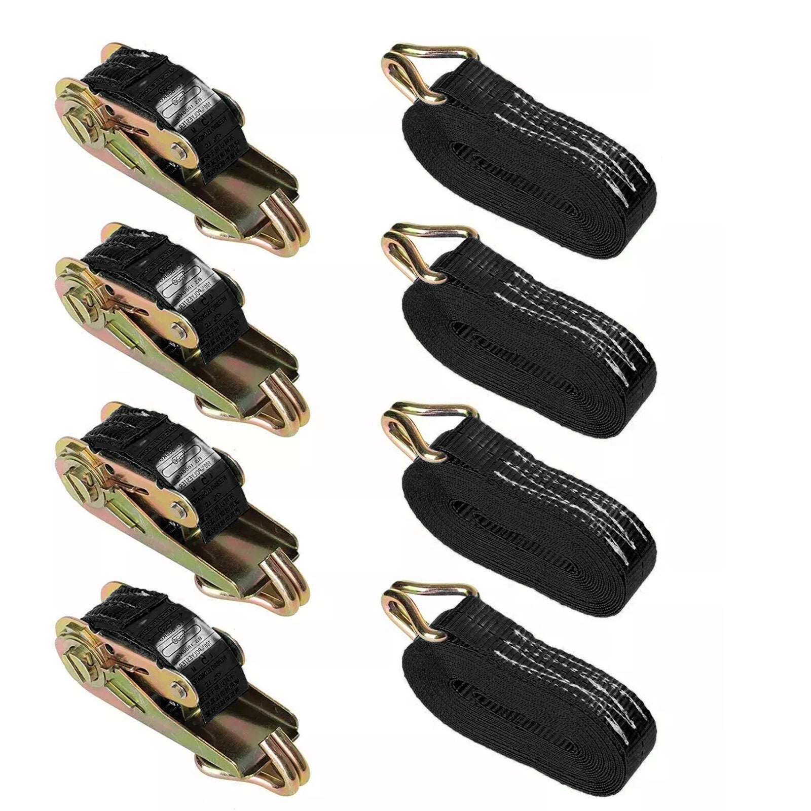 Attache à cliquet vers le bas 4 X 25mm Sans fin 6 Metre Noir 3000kg Attache à cliquet UK