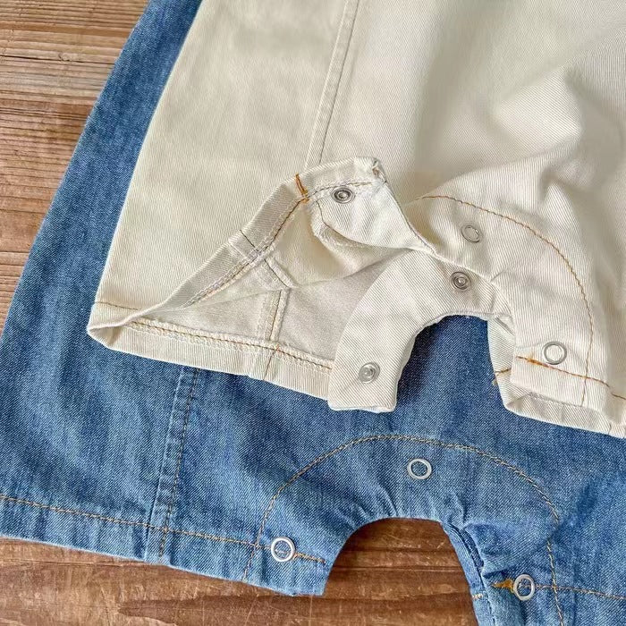Baby denim tracksuit with suspenders Sleeveless jacket
