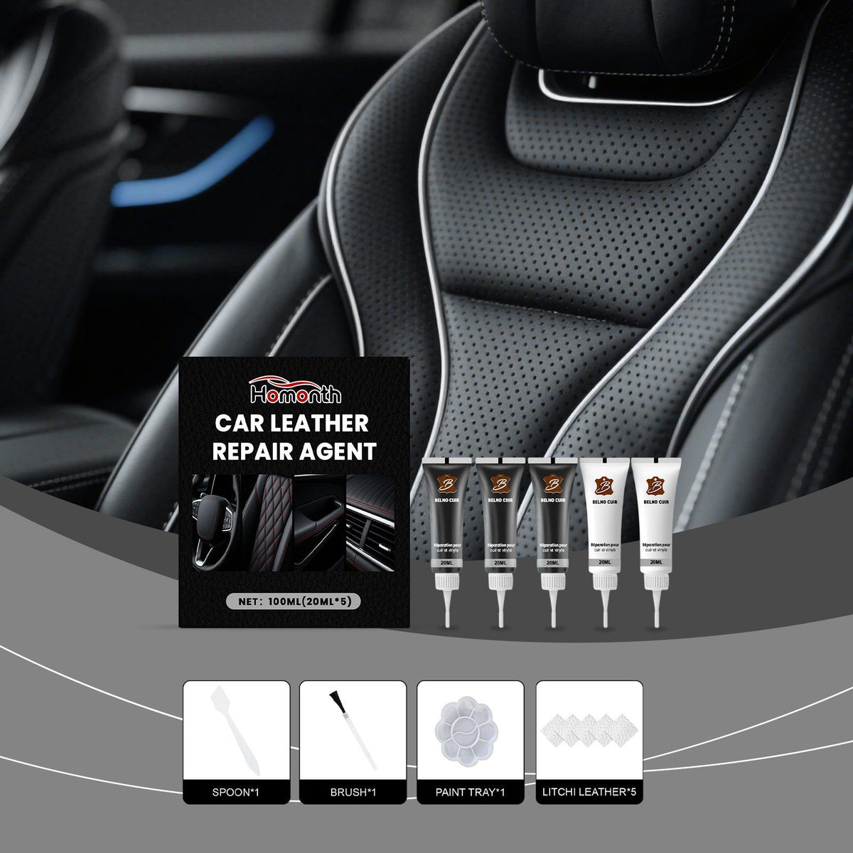 HOMONTH Kit de soins en cuir automobile