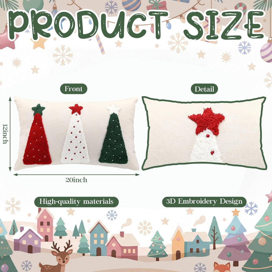 Oreiller de Noël Couvertures 12x20 Arbre de Noël Coque Oreiller Lombaire