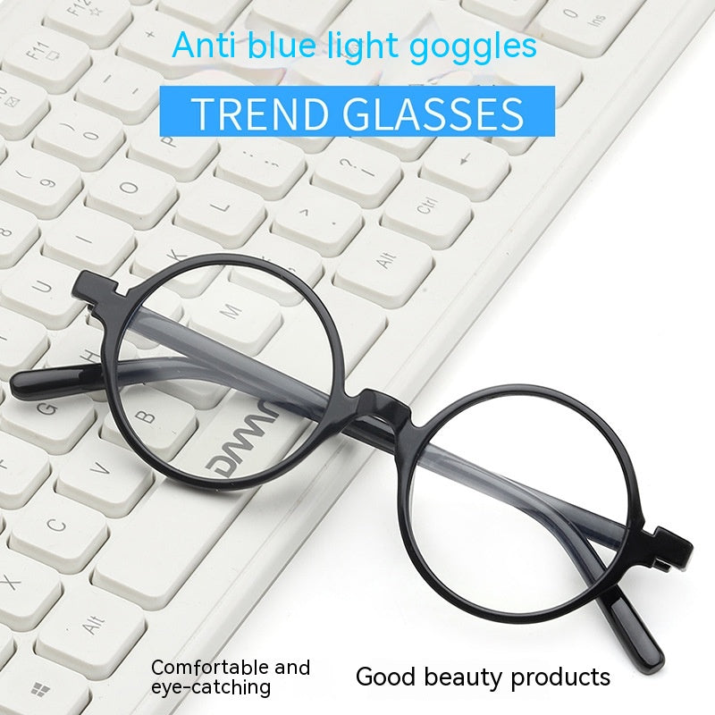 Artistic retro round glasses without diopters