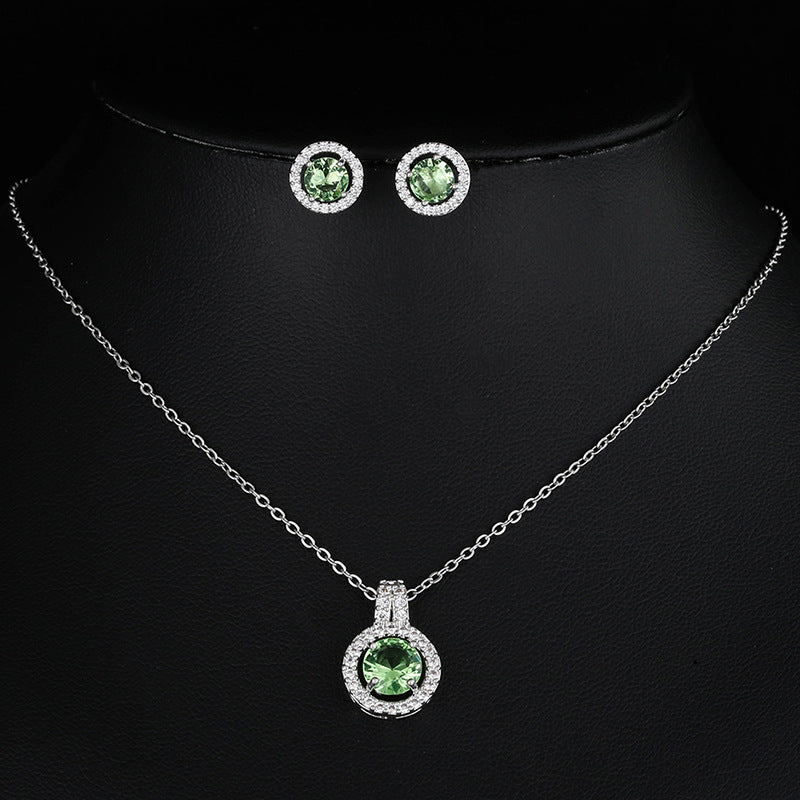 Ensemble de collier de disque Zircon deux pièces