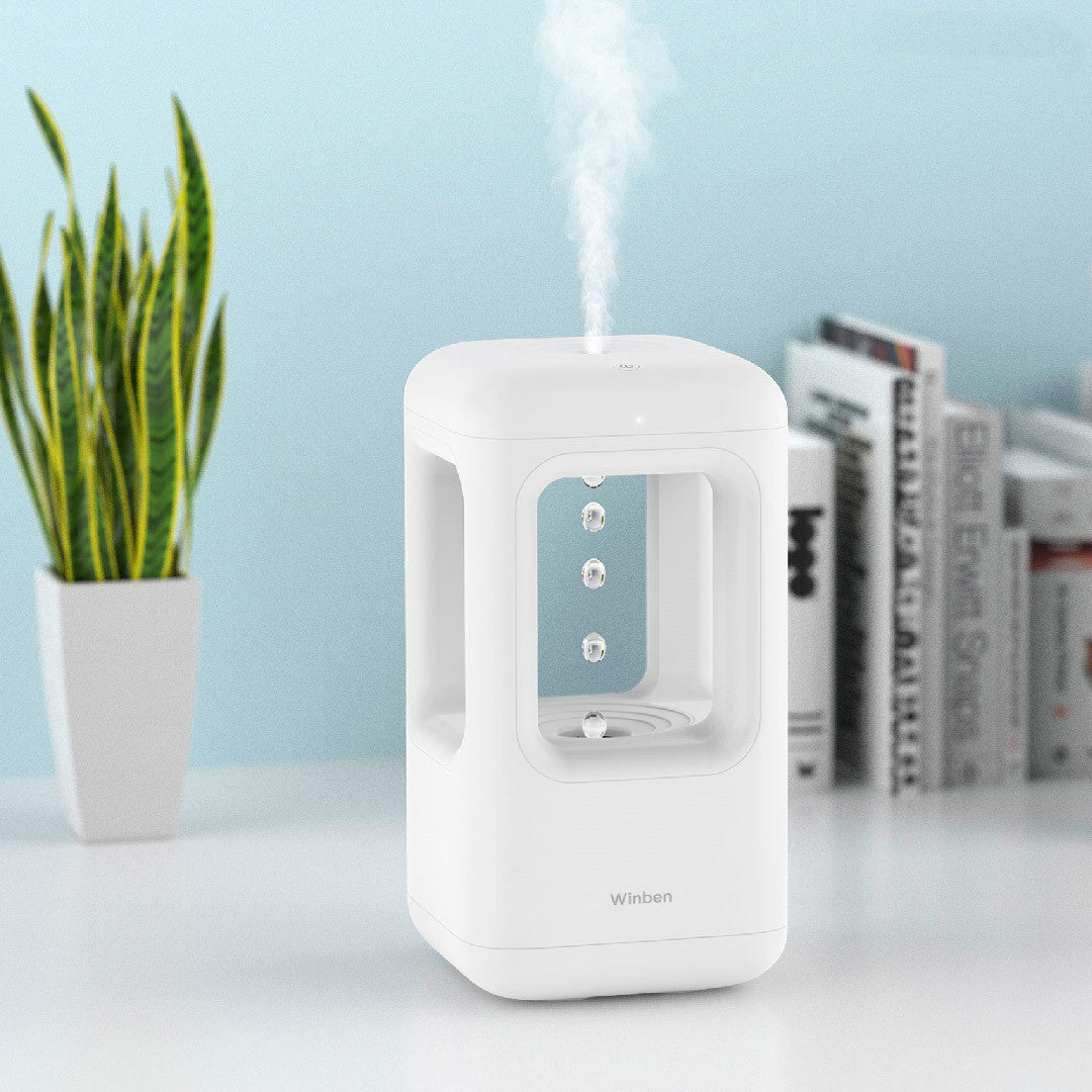 Humidificateur d'air Accueil Chambre tranquille Anti-gravité Eau Drop Humidificateur Atmosphère Lumière