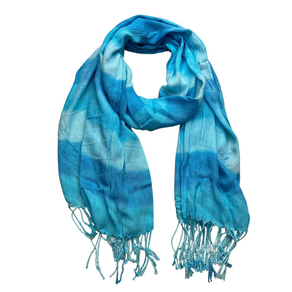 2pcs Turquoise Aquarelle imprimé écharpe pour femmes hommes