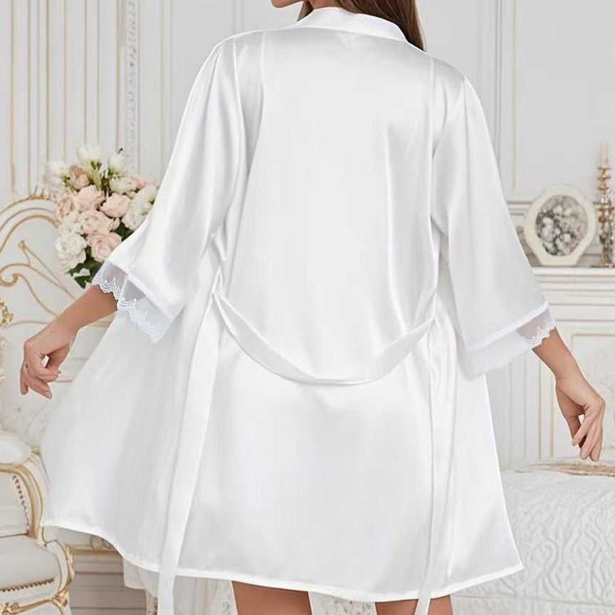 Femmes Été Soie Sexy Dentelle Mousseline Camisole Ensemble de vêtements de nuit
