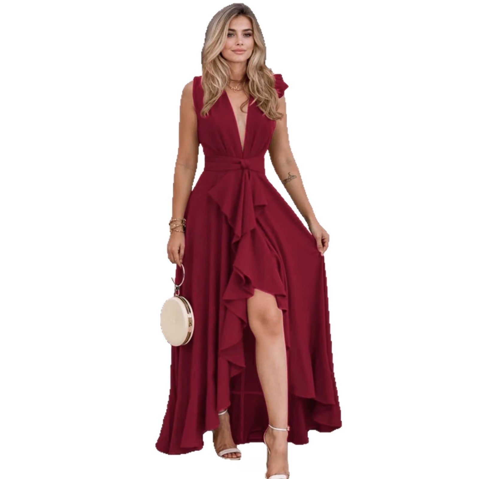 Robe de cérémonie pour femmes avec bandage et col en V