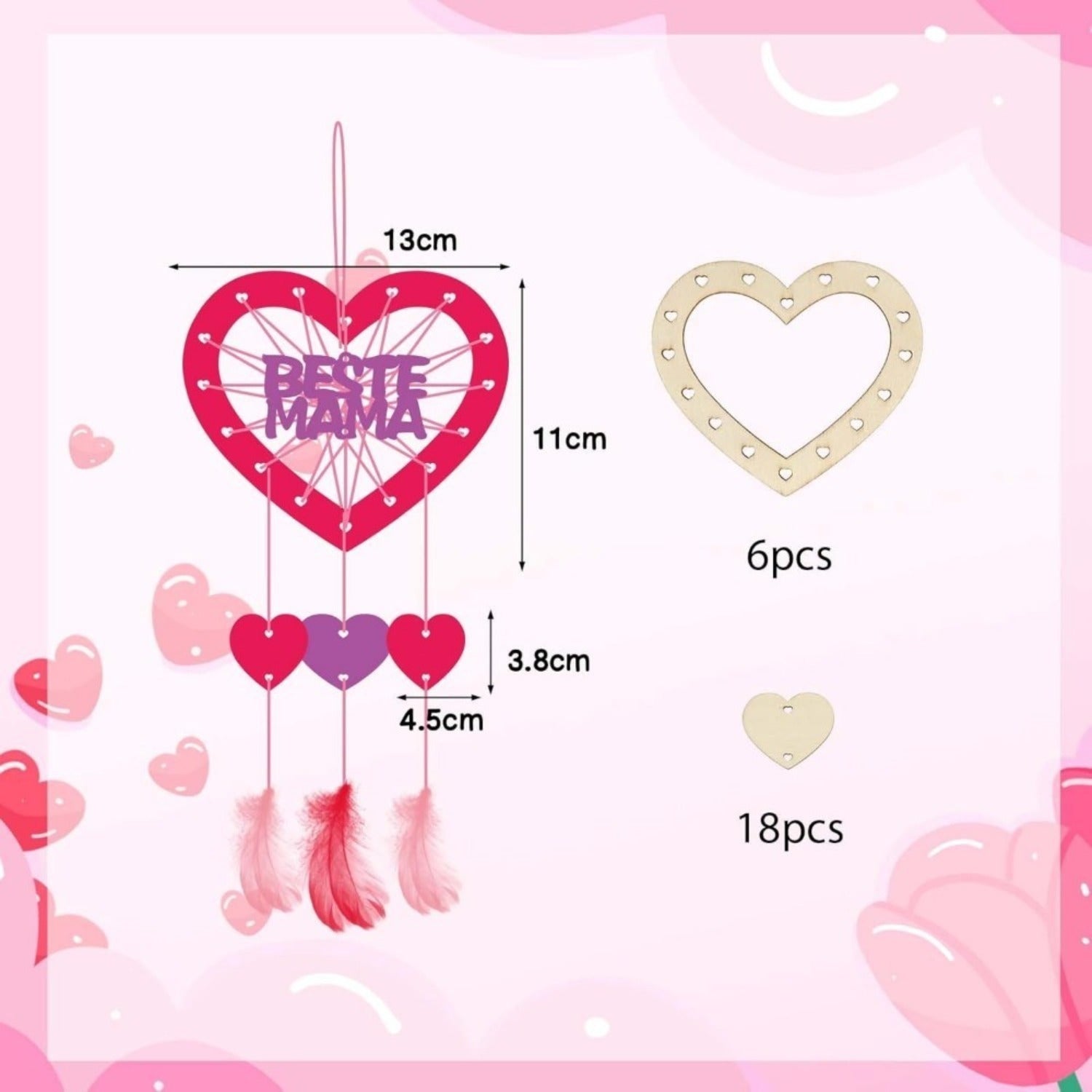 6 Sets of Heart Dreamcatcher Craft Kits pour les projets de bricolage