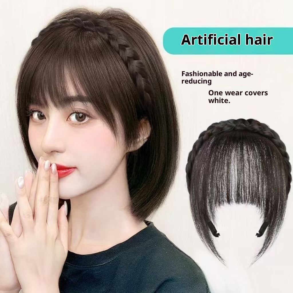 Bangs Wig Bande artificielle de cheveux de twist twist femme intégré