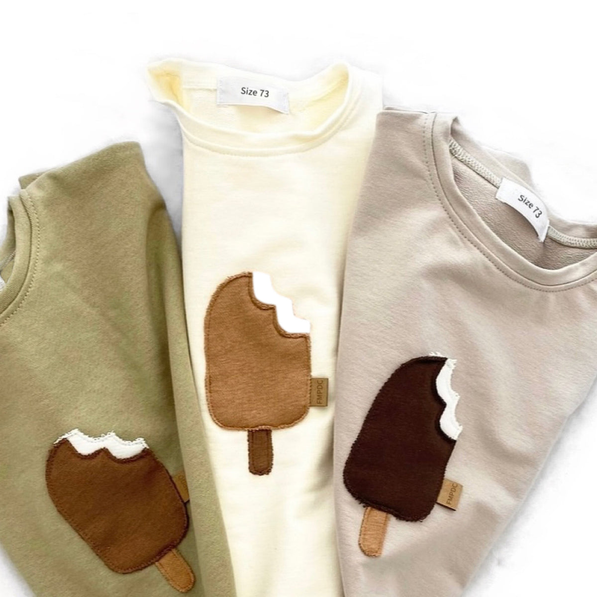 Korean Style Crew Neck Ice Cream Embroidery Short Sleeve Top