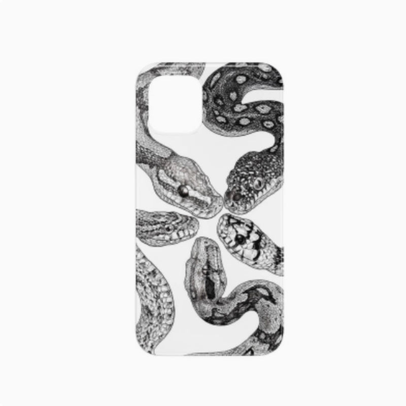 Cas de téléphone d'illustration Python rétro Niche noir et blanc