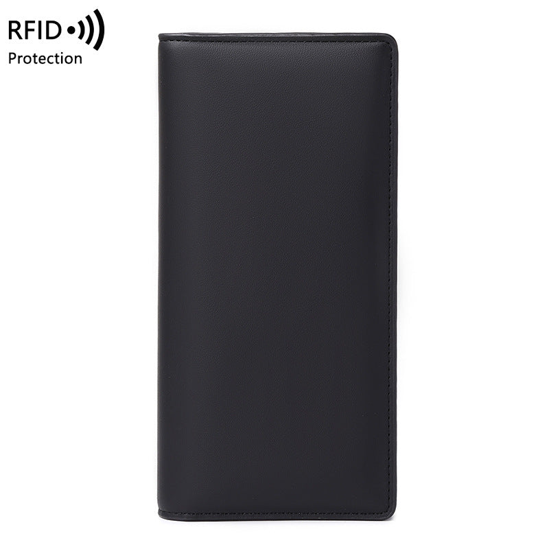 RFID Portefeuille antivol PU simple portable avec fermeture éclair et plusieurs fentes de cartes