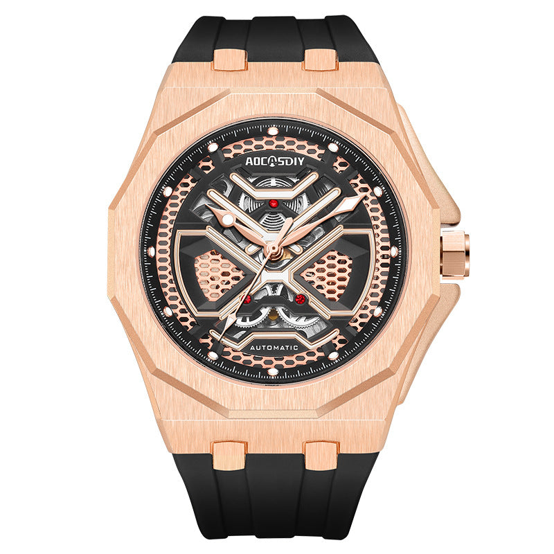 Montre mécanique Hollow tendance avec affichage lumineux et résistance à l'eau pour les hommes