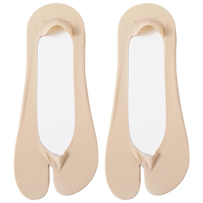 Chaussettes à deux orteils à faible coupe, absorbant la sueur invisible et désodorisant