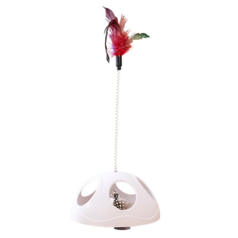 Cat Feather Teaser Wand Toy with Suction Cup Mount