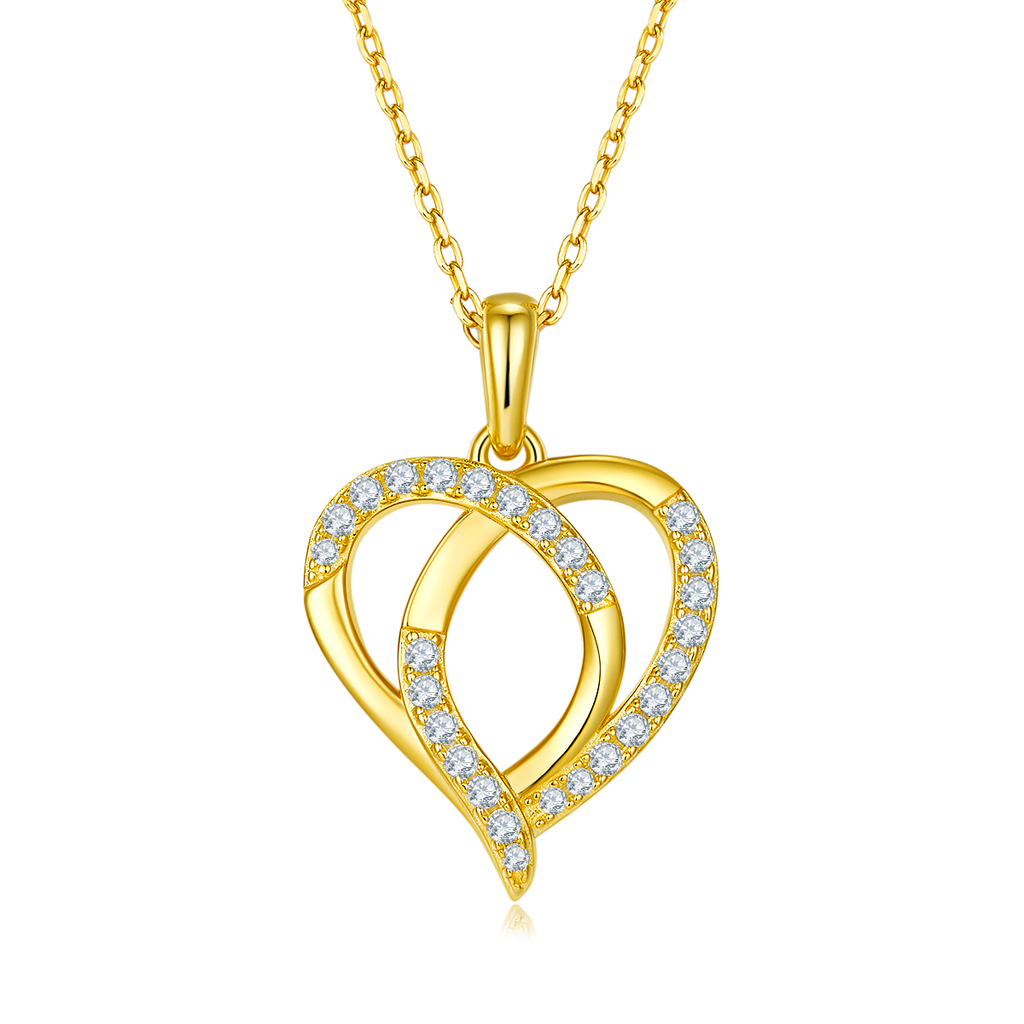 4.9g S925 Sterling Silver Moissanite Heart Necklace 45cm 27 Stone Intertwined Hearts Penda