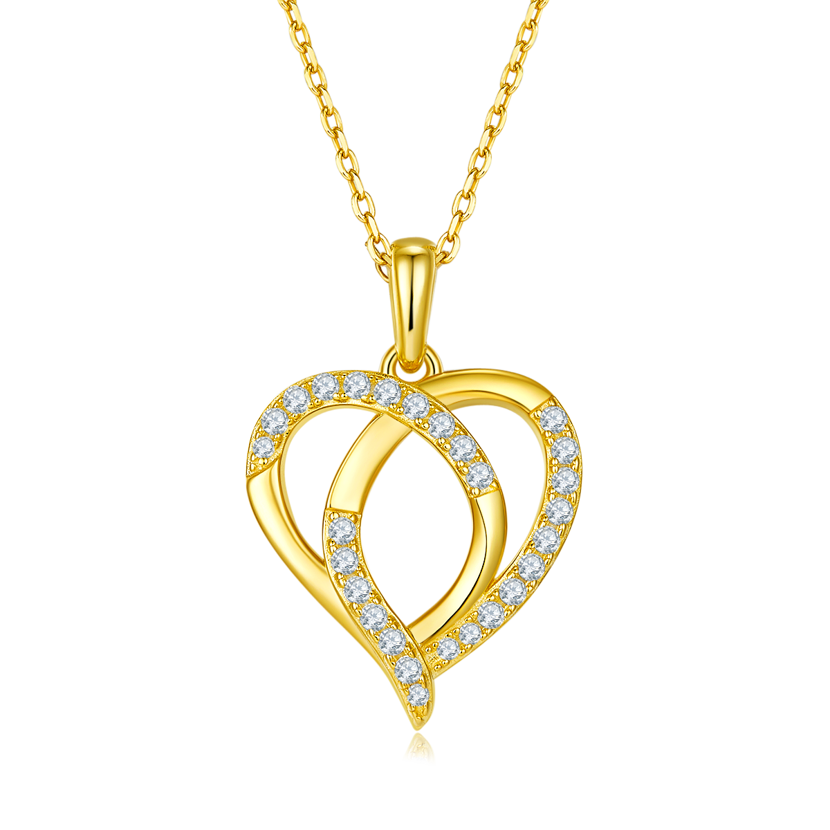 4.9g S925 Sterling Silver Moissanite Heart Necklace 45cm 27 Stone Intertwined Hearts Penda