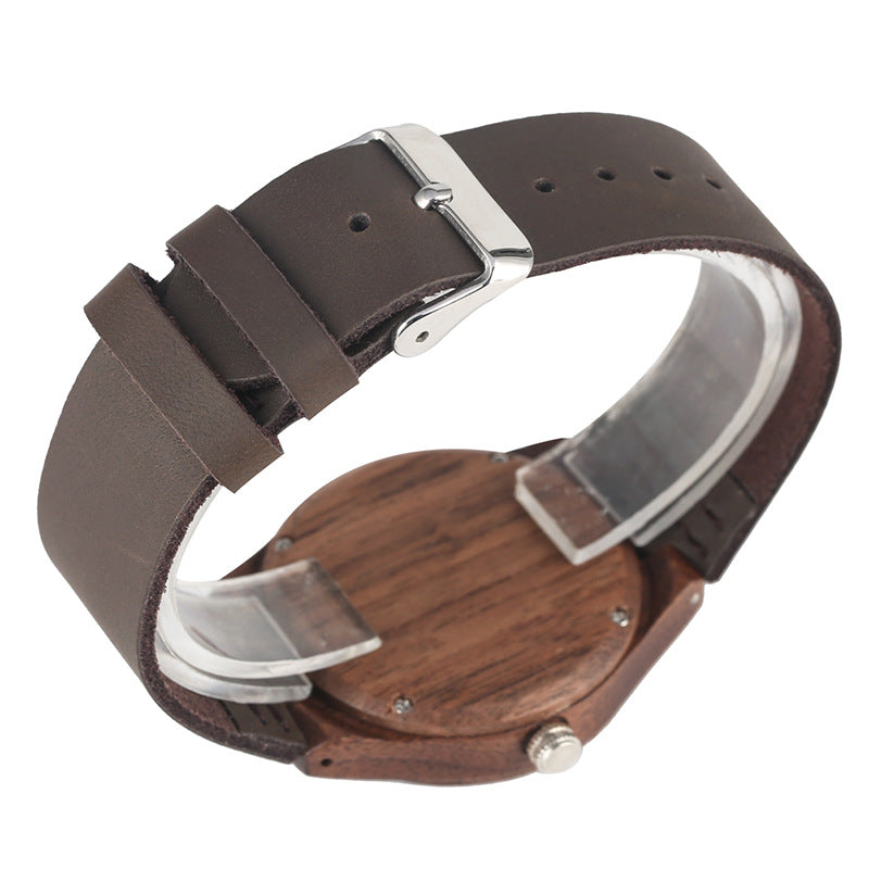 Couple Hollow Retro Walnut Casual Quartz Montre