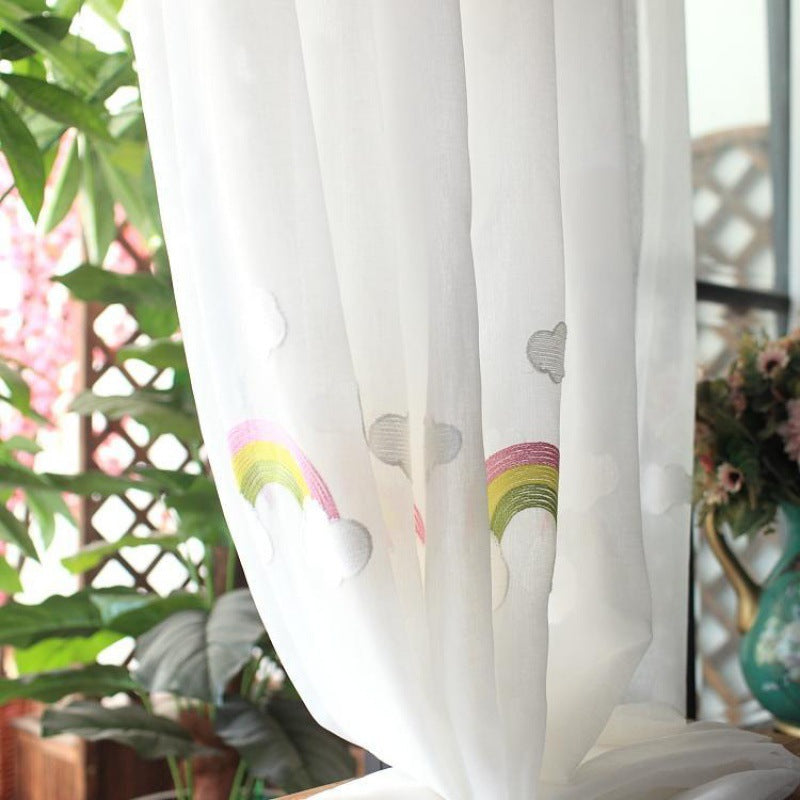 Rideaux de Gauze Rainbow pour enfants avec broderie pastorale