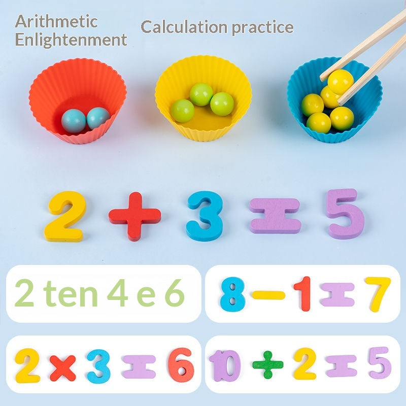 Montessori Apprentissage précoce Jeu de mathématiques Educationnel Perle-picking Set pour la reconnaissance de nombre et