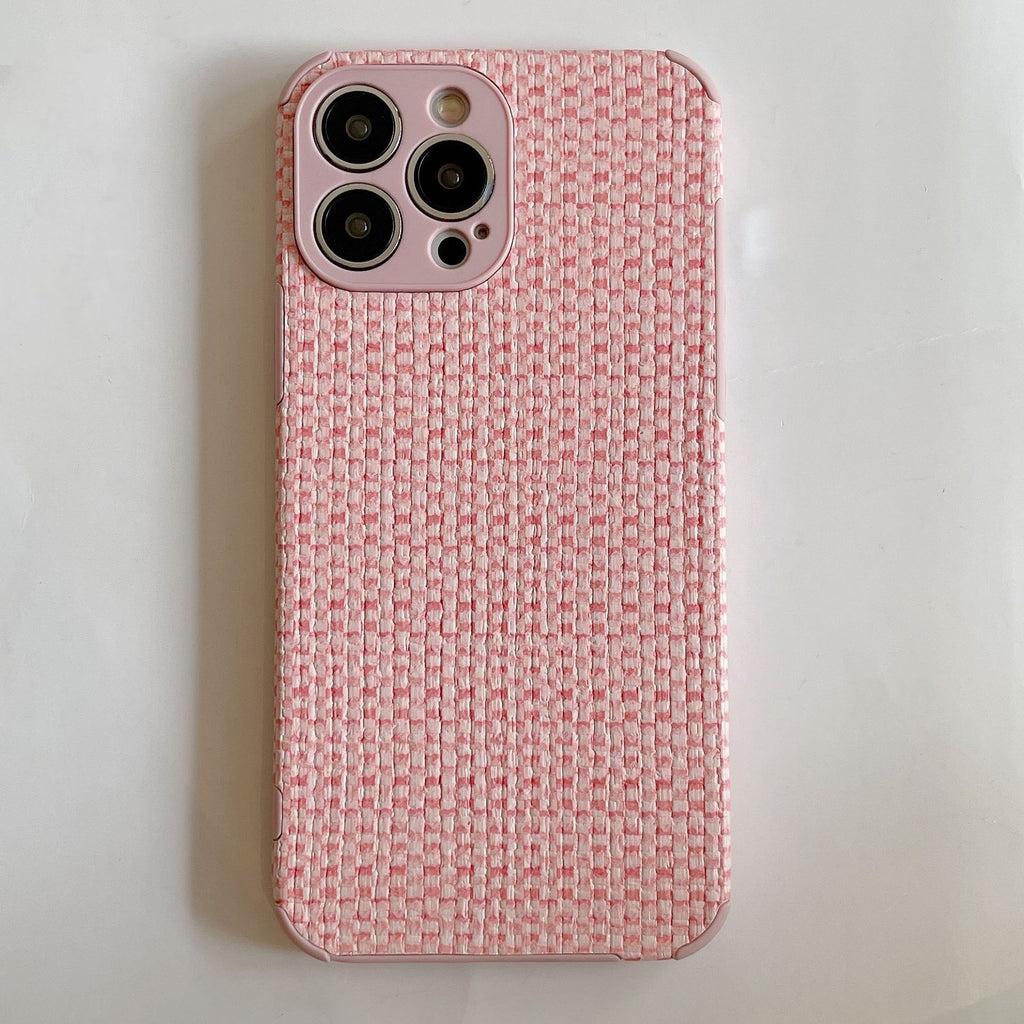 Woven retro leather phone case
