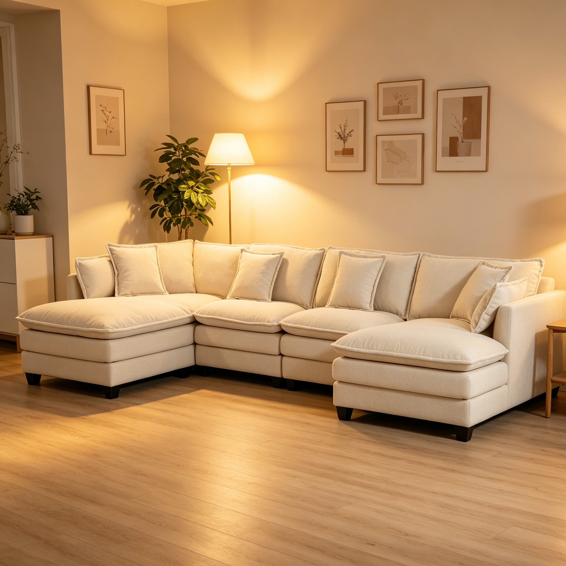 Moderne 4 places avec 2ottoman 149.61" Canapé sectionnel avec oreillers de taille